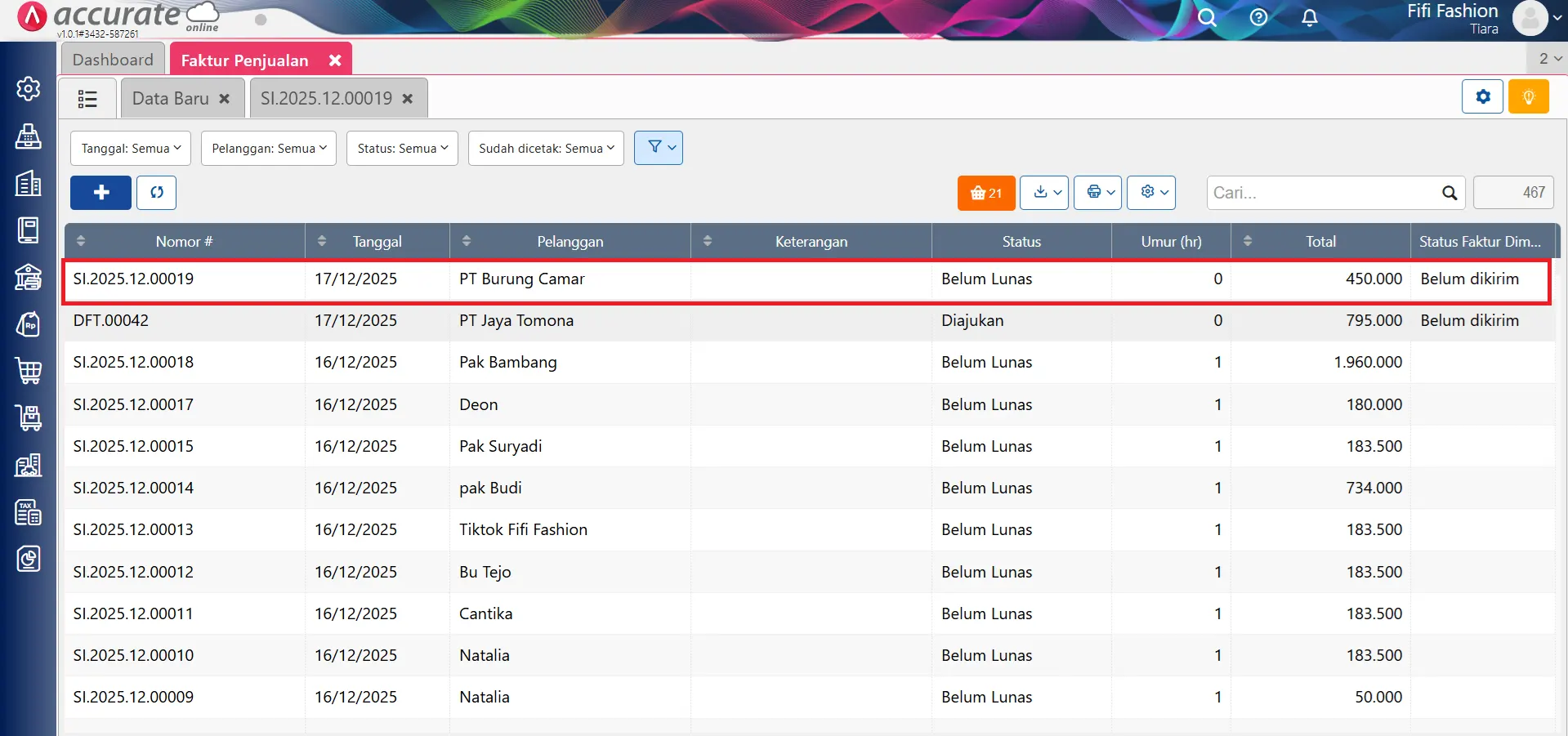 Cara cek faktur dimuka